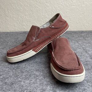 Clarks Mens Slip-On Casual Loafers‎ Size 7.5 M Red Canvas Comfortable Shoes